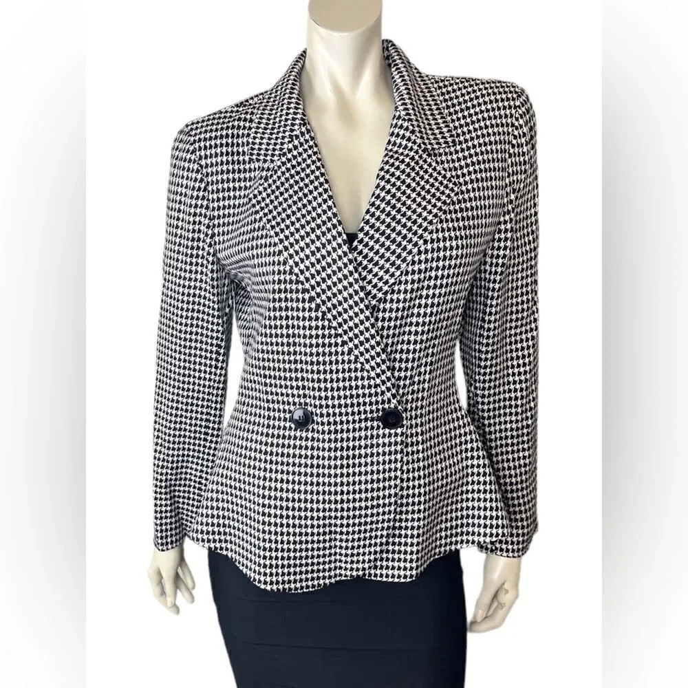 LIKE NEW Vintage Christian Dior Black/Cream Houndstooth Double-Breasted Jacket